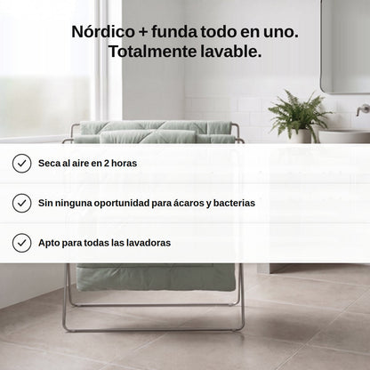 Nórdico y funda todo en uno, totalmente lavable, seca al aire en 2 horas