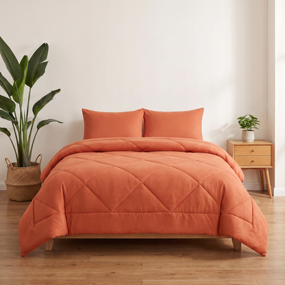 Nórdico 2 en 1 OZOVIO naranja atardecer sobre una cama doble, funda cosida, sin sábanas